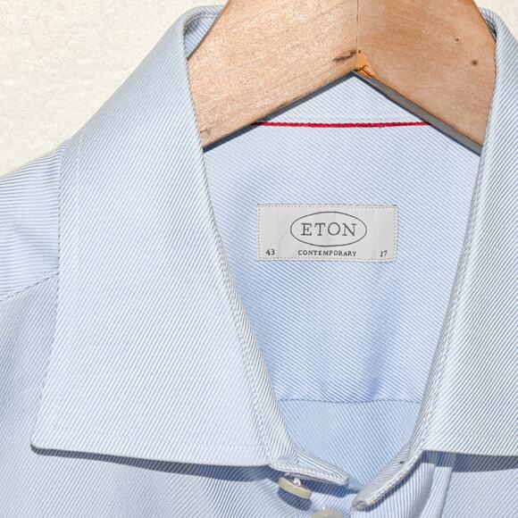 ETON Contemporary fit size 17 Blue Button up Shirt Micro stripe - Picture 4 of 7